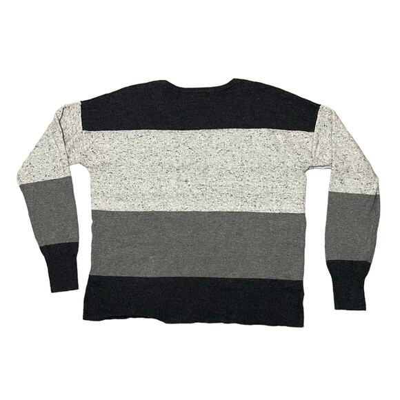 Christian Siriano Striped Merino Wool Blend Knit Sweater Gray Black - Size Large - Picture 5 of 6